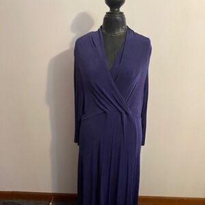 Coldwater Creek Plum Faux Wrap front 3/4 sleeves Knit Maxi dress, size 1X